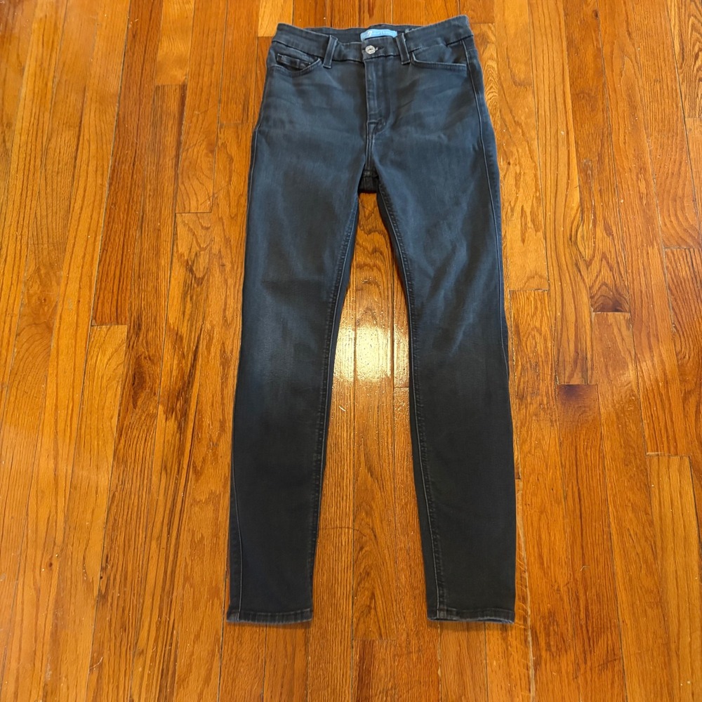 7 For All Mankind Womens 27 Skinny Jeans Black High Waist Ankle b(air) Denim
